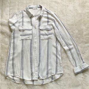Grey Stripe Button Up Shell